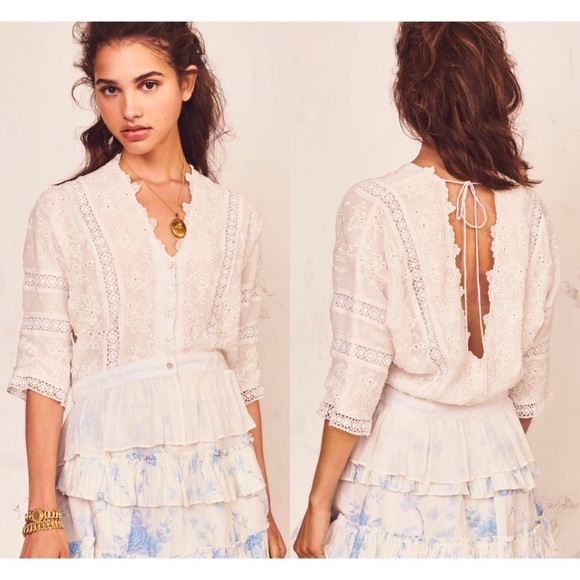 LoveShackFancy Devon Blouse in Size M - Picture 2 of 5